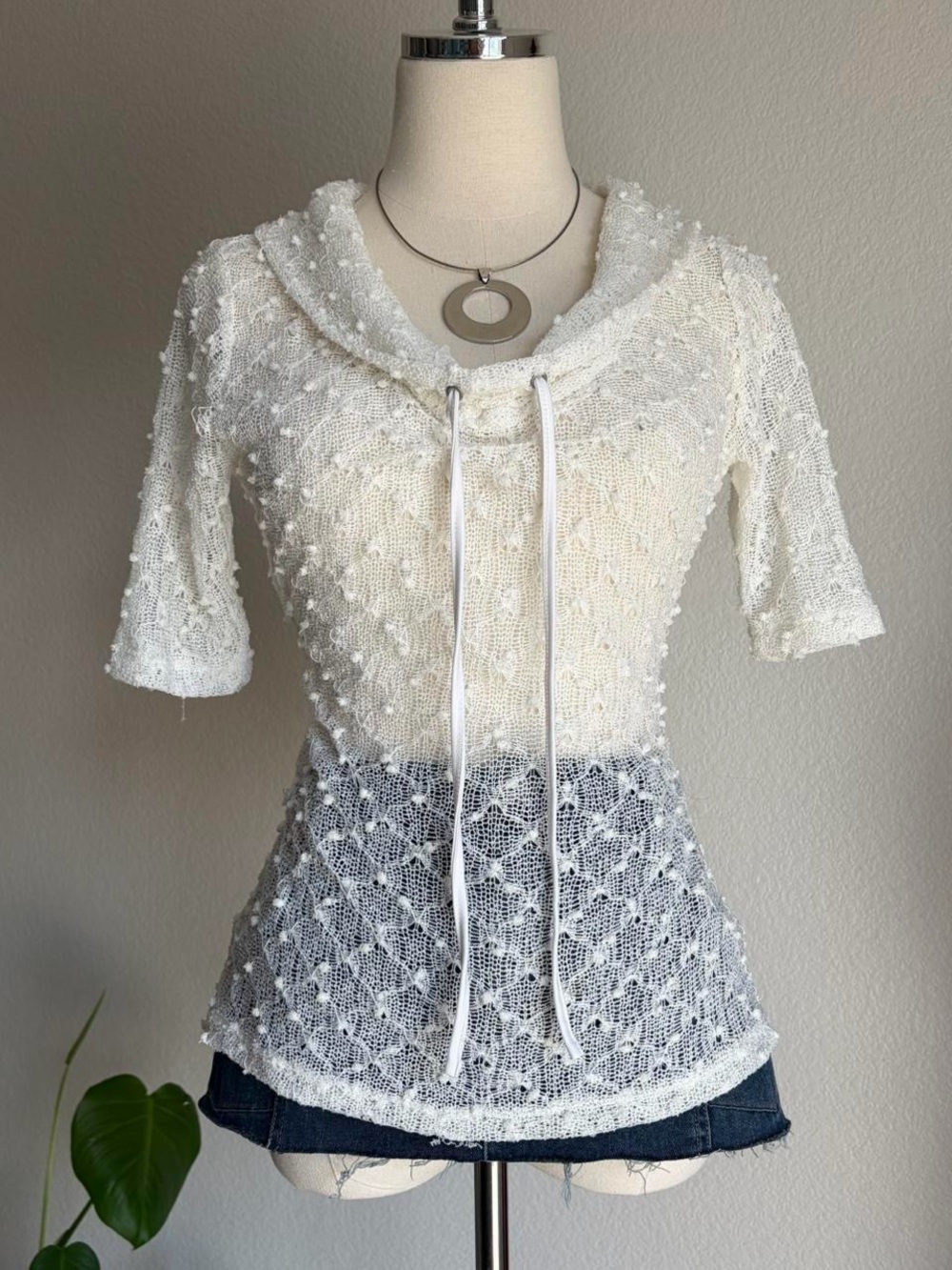 Skye's the Limit Cream Lace Knit Short-Sleeve